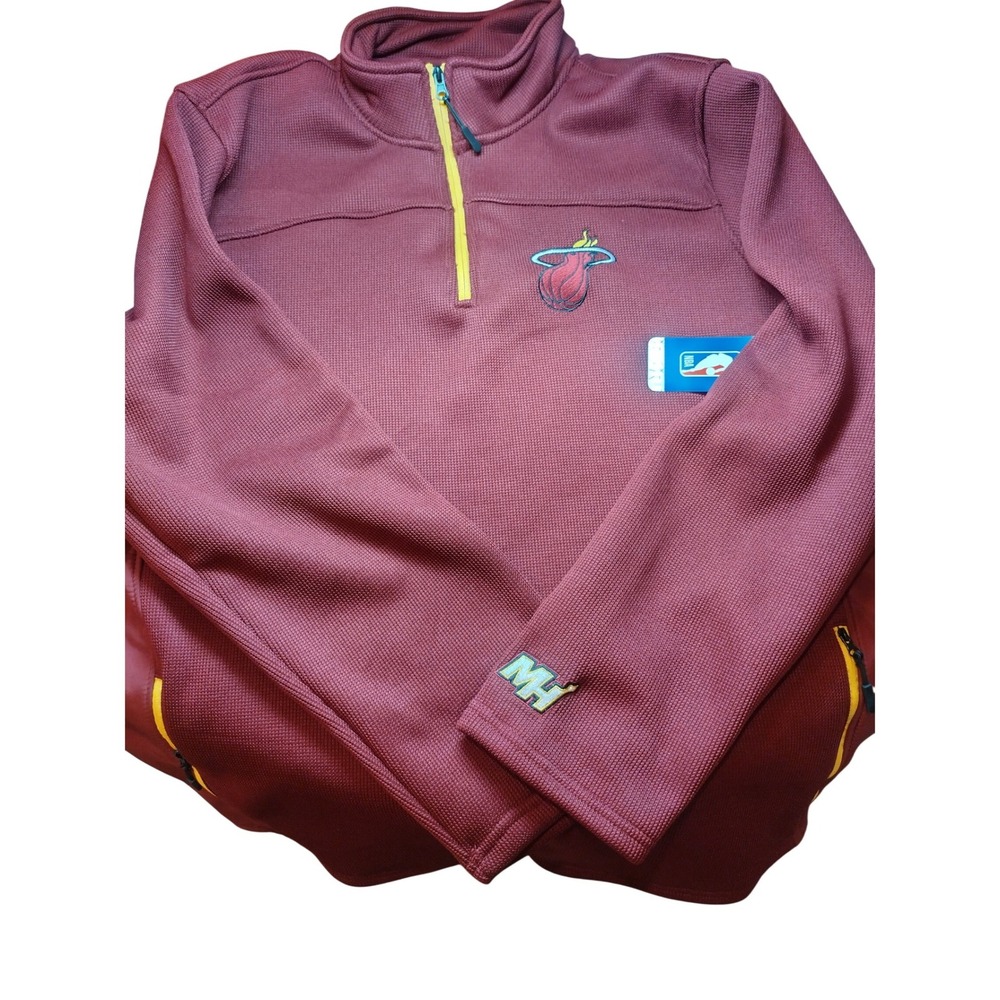 NBA Miami Heat Ultra Game Mens 2XL Quarter Zip Pullover Burgundy Waffle Knit NWT